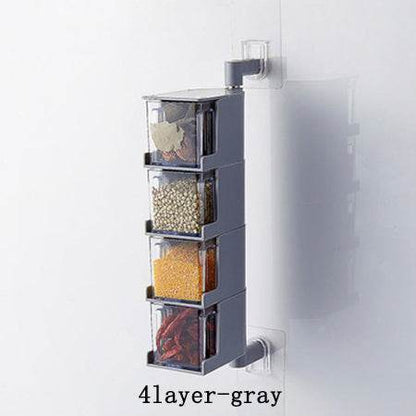 Creative multi-functional kitchen seasoning box wall-mounted spice organizer with multiple tiers and sleek finish