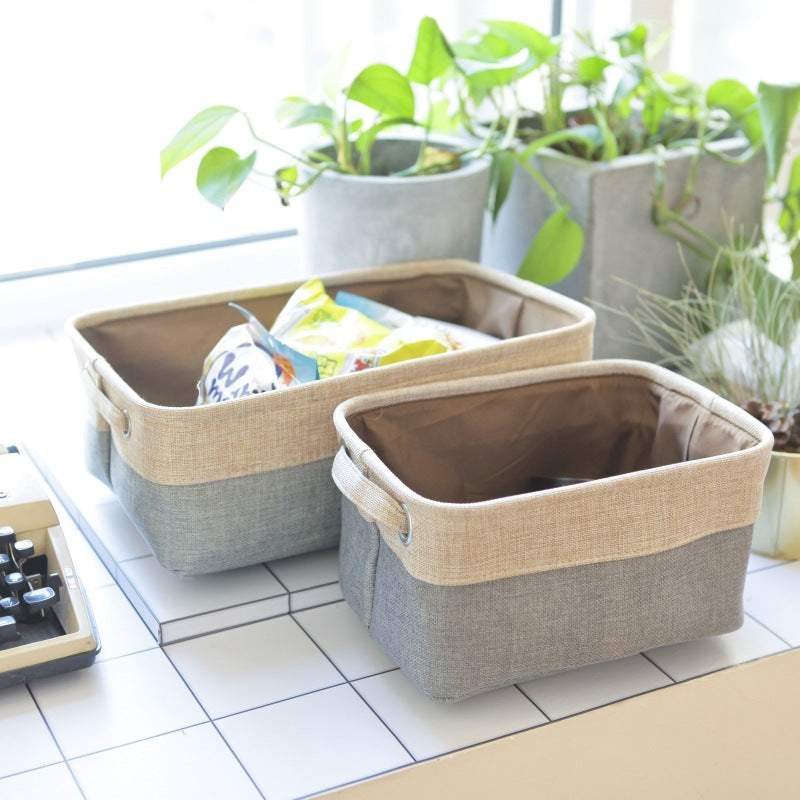 Cotton Linen Desktop Storage Basket