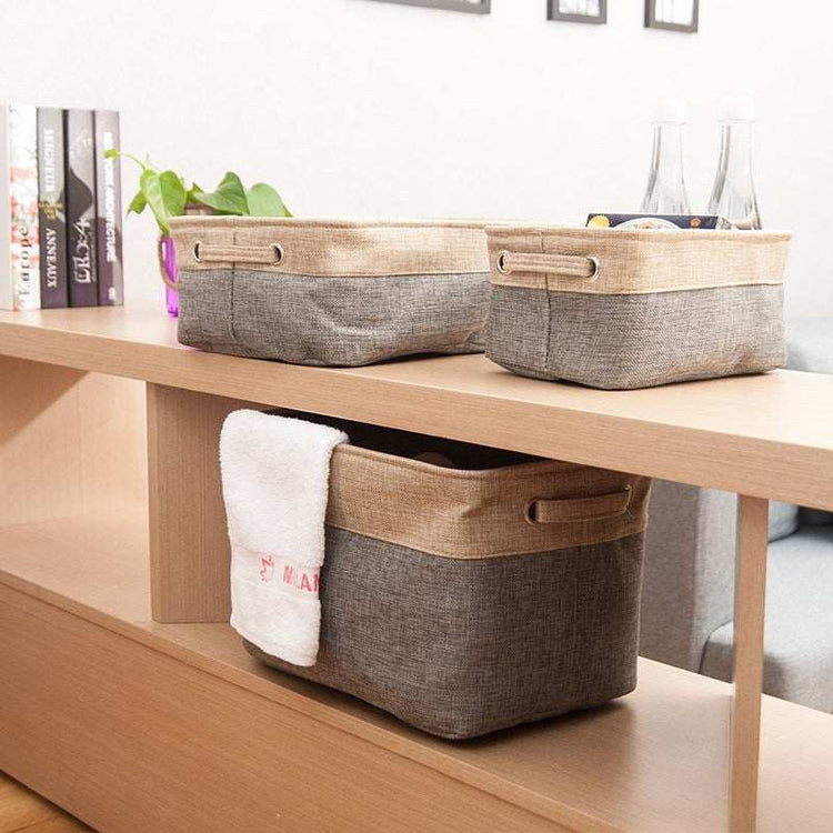 Cotton Linen Desktop Storage Basket