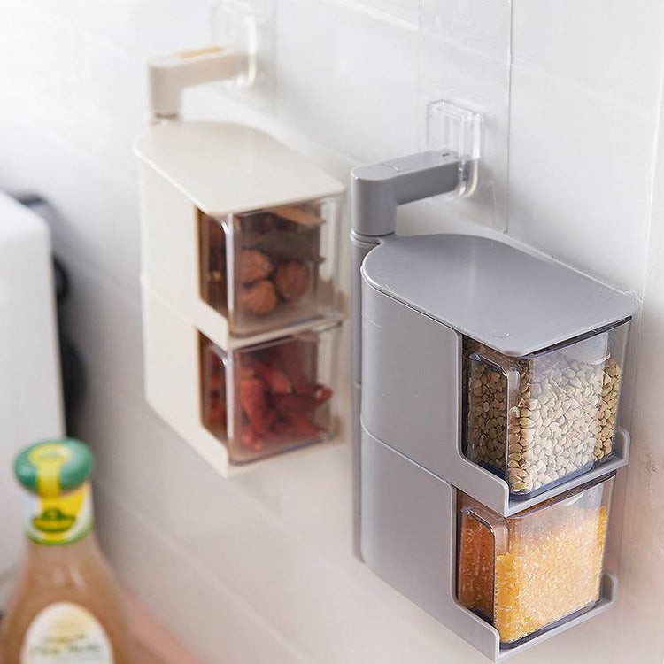 Creative multi-functional kitchen seasoning box wall-mounted spice organizer with multiple tiers and color options