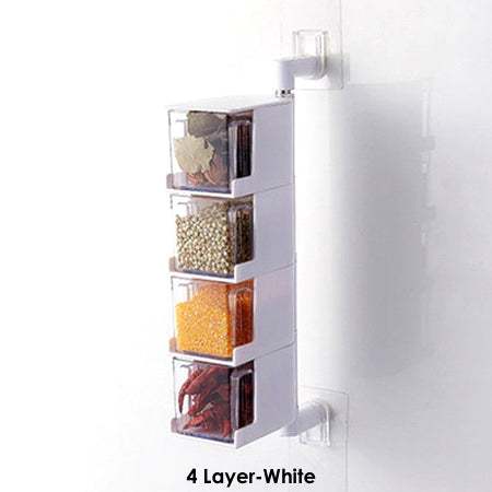Wall-mounted Creative Multi-Functional Kitchen Seasoning Box with multi-tier spice storage organizer