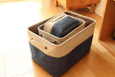 Cotton Linen Desktop Storage Basket