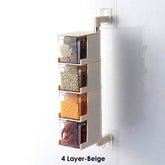 Wall-mounted Creative Multi-Functional Kitchen Seasoning Box with multiple tiers for organized spice storage