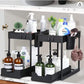 3-piece under-sink storage rack with sliding shelves organizing cleaning supplies in kitchen cabinet