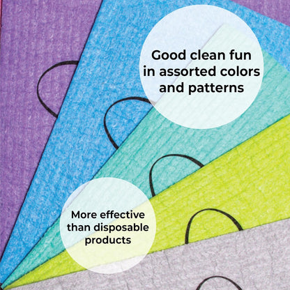 Eco-Friendly 4-Pack Swedish Dishcloths - Reusable, Versatile Cleaning Cloths for Kitchen & Household, Dishwasher & Dryer Safe, Assorted Colors