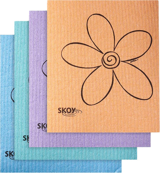 Eco-Friendly 4-Pack Swedish Dishcloths - Reusable, Versatile Cleaning Cloths for Kitchen & Household, Dishwasher & Dryer Safe, Assorted Colors