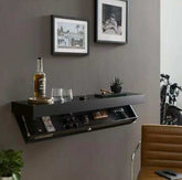 Modern secret storage wall shelf with hidden compartment for discreet valuables storage