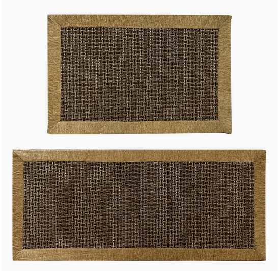 2-pack durable non-slip waterproof kitchen floor mats with weave style design