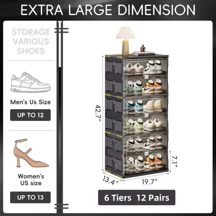 6 Tiers 12 Pairs Shoe Storage