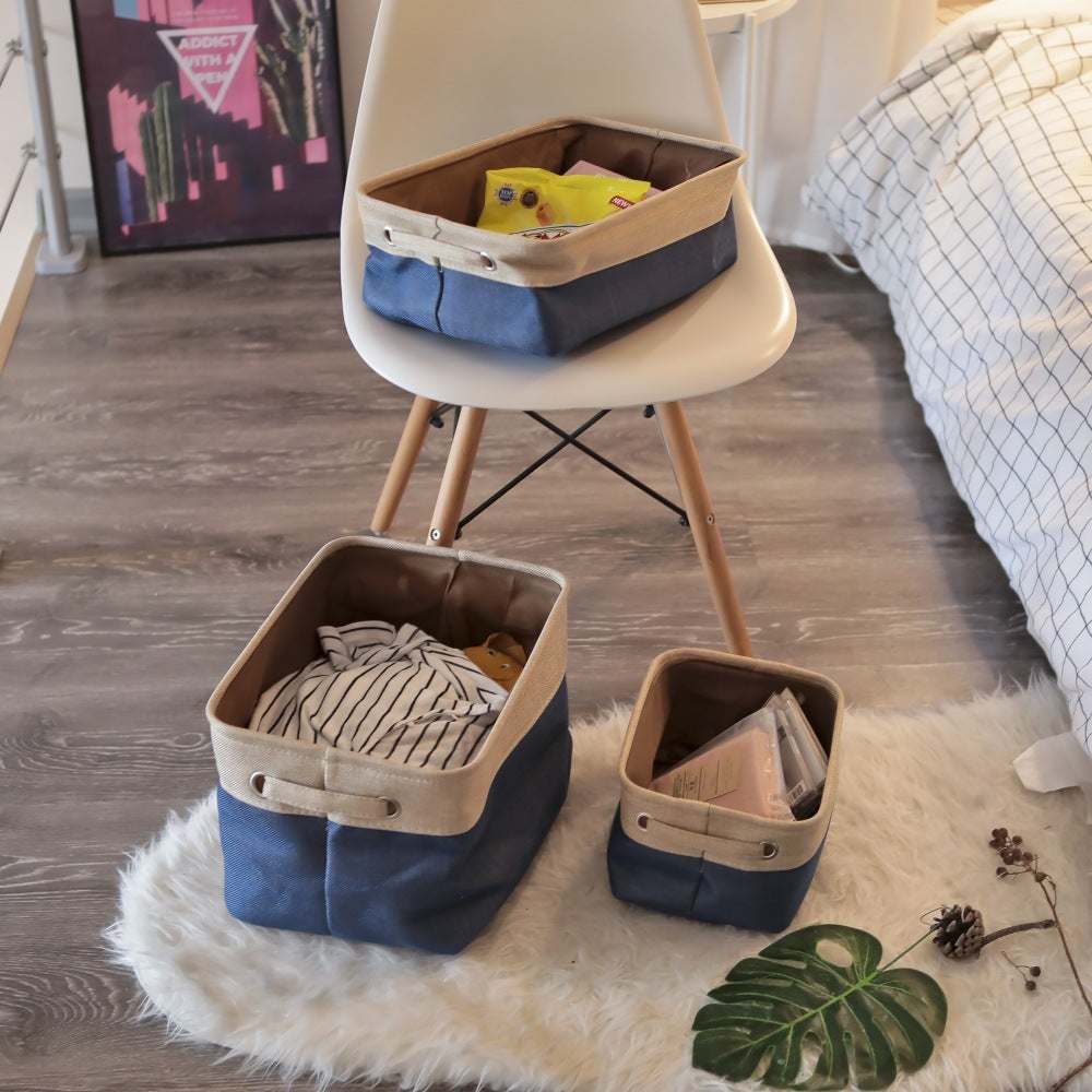 Cotton Linen Desktop Storage Basket