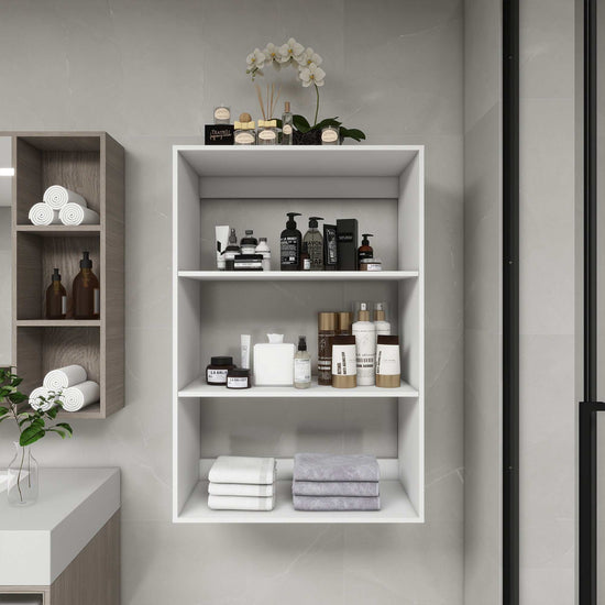 White wall-mounted B4 Modular Closet System with multiple shelves and ample storage space, 31.49&